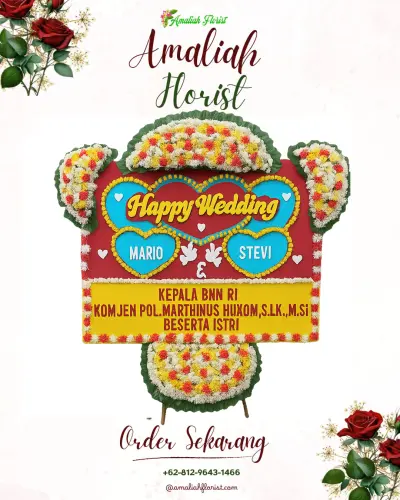 Karangan Papan Bunga Pernikahan di Kelusa